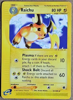 Raichu Expedition Non- Holo Pokemon Card 2002 TCG 61/165 - Image 1