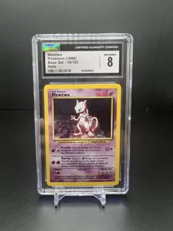 CGC 8 Mewtwo 1999 Base Set 10/102 Holo Pokemon Card - Image 1