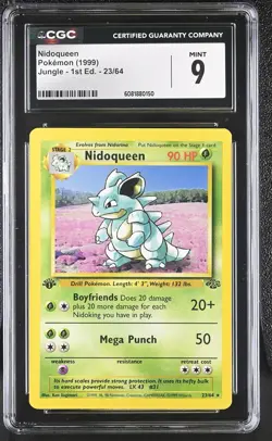 CGC 9 MINT Nidoqueen 1999 Jungle 1st Edition 23/64 Pokemon Card - Image 1