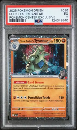 2025 POKEMON DRI EN-DESTINED RIVALS #096 TEAM ROCKET'S TYRANITAR PSA 5 - Image 1