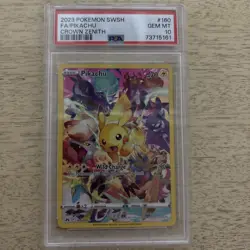 2023 POKEMON SWORD & SHIELD CROWN ZENITH #160 FULL ART/PIKACHU PSA 10 - Image 1