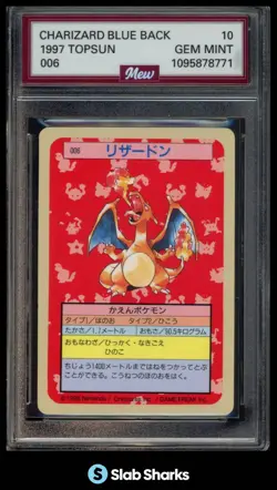 1997 POKEMON TOPSUN (JAPANESE) #006 CHARIZARD BLUE BACK READ! - Image 1