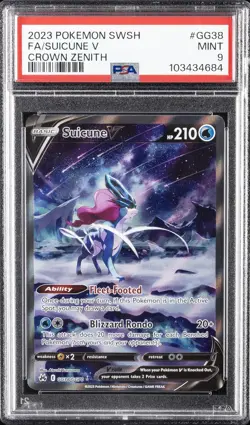 2023 POKEMON SWORD & SHIELD CROWN ZENITH #GG38 FULL ART/SUICUNE V PSA 9 - Image 1