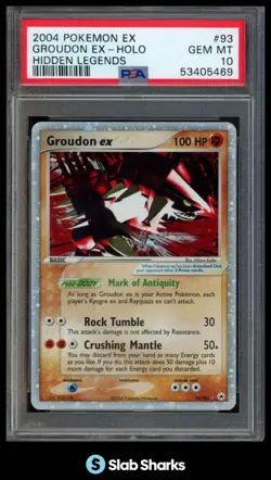 2004 POKEMON EX HIDDEN LEGENDS #93/101 GROUDON EX ULTRA RARE PSA 10 - Image 1