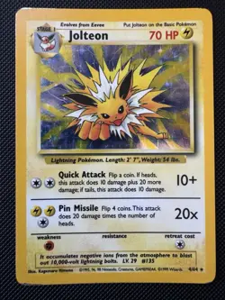 Jolteon 4/64 Holo Rare Jungle Pokemon Card No Symbol Error MP - Image 1