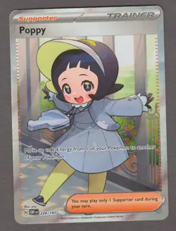 Poppy 220/197 Obsidian Flames Full Art Ultra Rare Holo Trainer Pokemon Card NM - Image 1