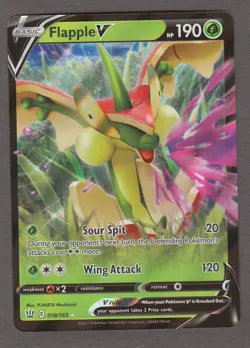 Flapple V 018/163 Battle Styles Ultra Rare Holo Pokemon Card NM - Image 1