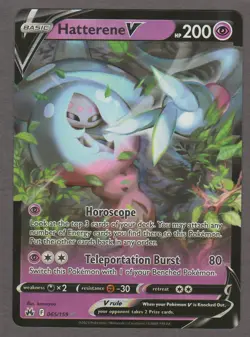 Hatterene V 065/159 Crown Zenith Ultra Rare Holo Pokemon Card NM Gloss Error - Image 1