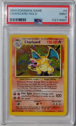 [PSA 9] 1999 POKEMON BASE SET UNLIMITED #4 CHARIZARD - HOLO WOTC VINTAGE CARD - Image 1