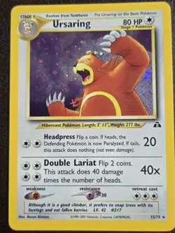 Ursaring 15/75 Neo Discovery Holo Pokemon Card Vintage - Image 1