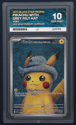 ACE 10 PIKACHU GREY FELT HAT SVP085 VAN GOGH PROMO POKEMON CARD - Image 1