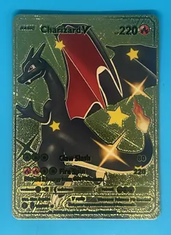 Pokemon Gold Foil Fan Art Card Charizard V - Image 1