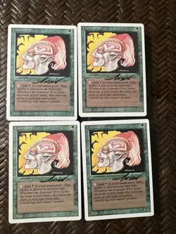 mtg Llanowar Elves revised . Playset. Signed - Image 1