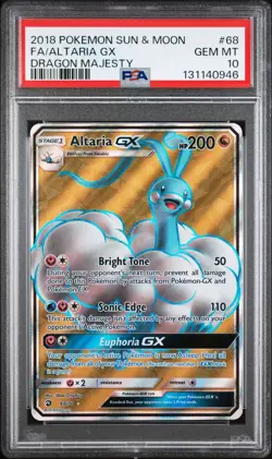 2018 POKEMON SUN & MOON DRAGON MAJESTY FULL ART ALTARIA GX #68 PSA 10 GEM MINT - Image 1