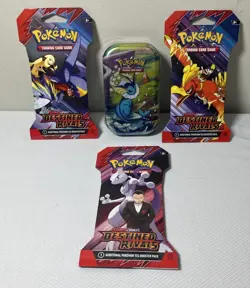 Pokemon TCG Lot - 1X Prismatic Evolutions Mini Tin & 3X DR Single Booster Packs - Image 1