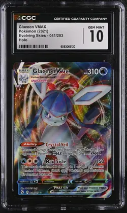 GLACEON VMAX Evolving Skies Holo Rare #041 CGC 10 Pokemon [Nostalgium] - Image 1