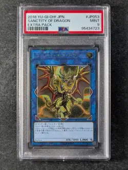 2018 YuGiOh! SANCTITY OF DRAGON #EP18-JP053 Extra Pack Secret Rare PSA 9 - Image 1