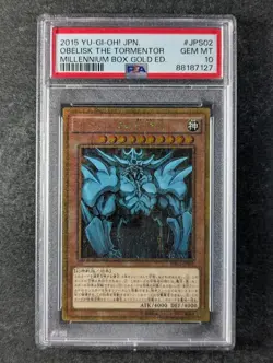 2015 YuGiOh! OBELISK THE TORMENTOR #MB01-JPS02 Millennium Box Gold Ed. PSA 10 - Image 1