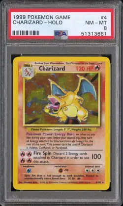 1999 Pokemon TCG Charizard Base Set Holo Rare Card 4/102 - Image 1