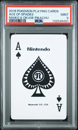 2016 POKEMON PLAYING CARDS MAIKO PIKACHU & OKUGE PIKACHU ACE OF SPADES PSA 9 - Image 1