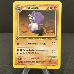 Poliwrath 28/75 1st Edition Neo Discovery Rare Non-Holo Vintage Pokemon Card - Image 1