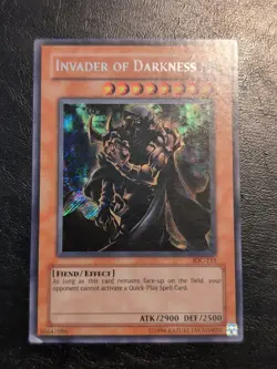 Yu-Gi-Oh! SECRET RARE CARD INVADER OF DARKNESS IOC-111 1996 VINTAGE PRINT LP - Image 1