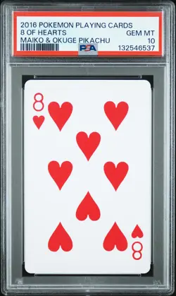 2016 POKEMON PLAYING CARDS MAIKO PIKACHU & OKUGE PIKACHU 8 OF HEARTS PSA 10 - Image 1