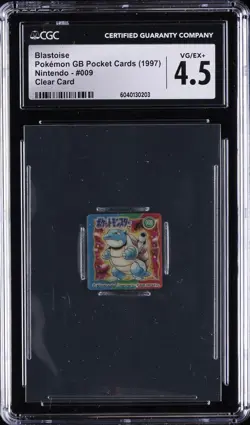 1997 POKEMON GB POCKET CARDS NINTENDO CLEAR CARD #009 BLASTOISE CGC 4.5 - Image 1