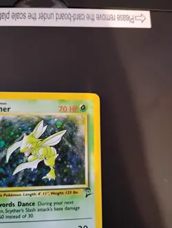 Scyther 2000 Pokemon Base Set 2 Unlimited Card Rare Holo 17/130 - LP - Image 3