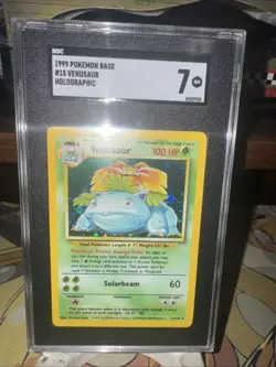 1996 Pokemon Venusaur Base Set No.003 Unlimited Card SGC 7 NM - Image 1