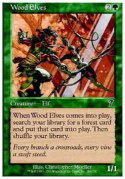 1x Wood Elves - Foil Light Play MTG Magic - Kid Icarus - - Image 1