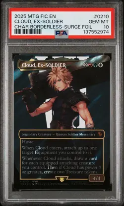 2025 MTG FINAL FANTASY COMMANDER #0210 CLOUD, EX-SOLDIER PSA 10 - Image 1
