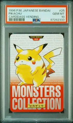 1996 POKEMON JPN BANDAI CARDDASS VENDING #25 PIKACHU PSA 10 - Image 1