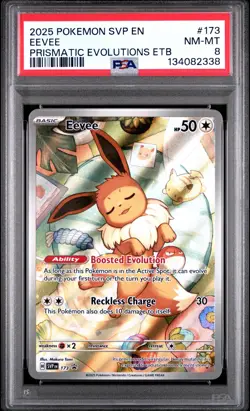 2025 POKEMON SVP EN-SV BLACK STAR PROMO #173 EEVEE PSA 8 - Image 1
