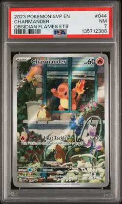2023 POKEMON SVP EN-SV BLACK STAR PROMO 044 CHARMANDER OBSIDIAN FLAMES ETB PSA 7 - Image 1