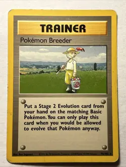 POKEMON TCG Pokemon Breeder 076/102 Base Set Unlimited Vintage Card Rare MP - Image 1