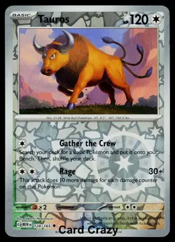 Tauros 128/165 Reverse Holo SV: Scarlet & Violet 151 Pokemon Card NM - Image 1