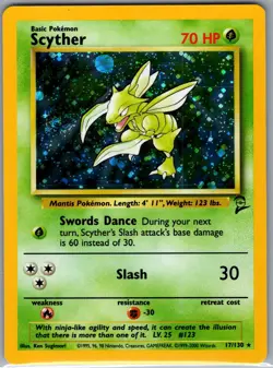 Scyther 17/130 Holo Base Set 2 - Pokemon Card - NM - Image 1