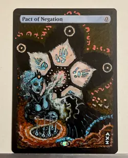 Pact of Negation (Altered) Hand-Painted MTG Card, 1/1 painting - Image 1