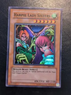 Yu-Gi-Oh! SUPER RARE CARD HARPIE LADY SISTERS MRD-009 1996 VINTAGE PRINT LP - Image 1