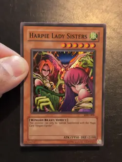 Yu-Gi-Oh! SUPER RARE CARD HARPIE LADY SISTERS MRD-009 1996 VINTAGE PRINT LP - Image 3