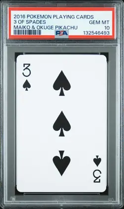 2016 POKEMON PLAYING CARDS MAIKO PIKACHU & OKUGE PIKACHU 3 OF SPADES PSA 10 - Image 1