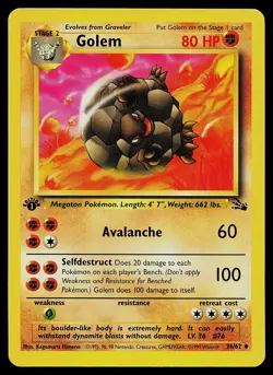 Pokemon Card - Golem Fossil 36/62 Uncommon 1st Edition - Image 1
