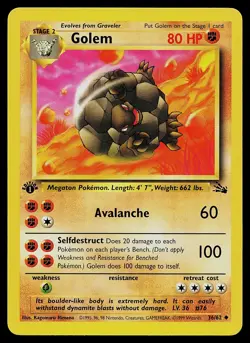 Pokemon Card - Golem Fossil 36/62 Uncommon 1st Edition - Image 1