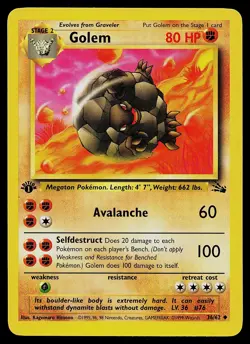 Pokemon Card - Golem Fossil 36/62 Uncommon 1st Edition - Image 1