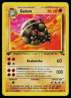 Pokemon Card - Golem Fossil 36/62 Uncommon 1st Edition - Image 1