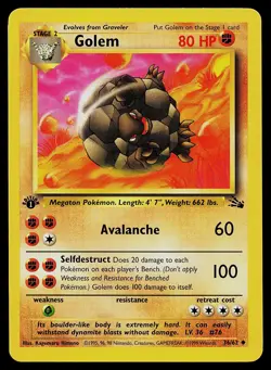 Pokemon Card - Golem Fossil 36/62 Uncommon 1st Edition - Image 1