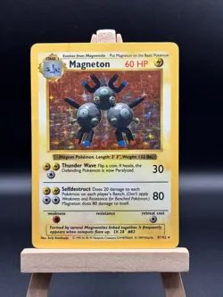 1999 Base Set Shadowless Magneton Holo #9/102 Rare WOTC Pokemon Card TCG MP - Image 1