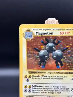 1999 Base Set Shadowless Magneton Holo #9/102 Rare WOTC Pokemon Card TCG MP - Image 3