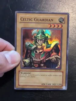 Yu-Gi-Oh! SUPER RARE CARD CELTIC GUARDIAN LOB-007 1996 VINTAGE PRINT LP - Image 3